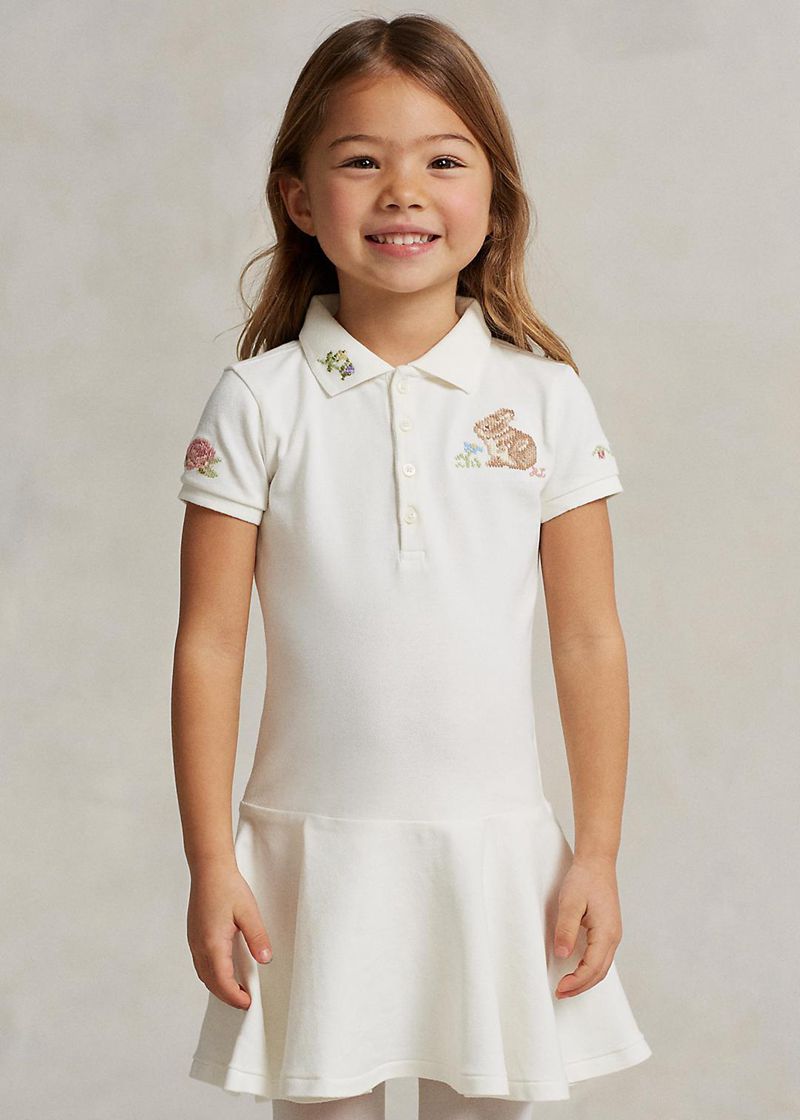 Vestidos Polo Ralph Lauren Niña 1.5-6.5 Años Bunny Stretch Mesh Polo Chile Blancas KPZFL-9815